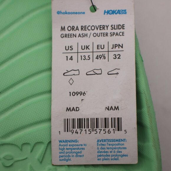 Hoka One One Men's Size 14 Ora Recovery Slide Sandals Green Black - Picture 3 of 10